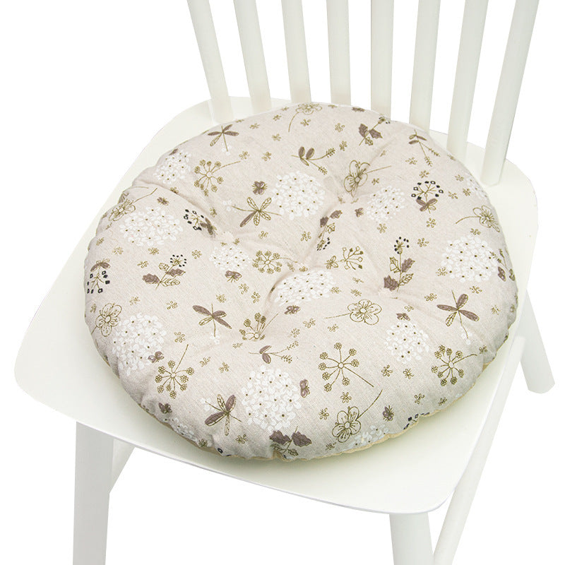 HKM-025619 Geometric Pattern Round Chair Cushion for Bay Windows, Cotton and Linen, 40x40 cm