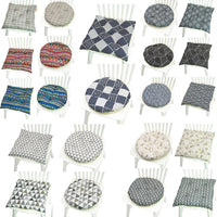 HKM-025619 Geometric Pattern Round Chair Cushion for Bay Windows, Cotton and Linen, 40x40 cm