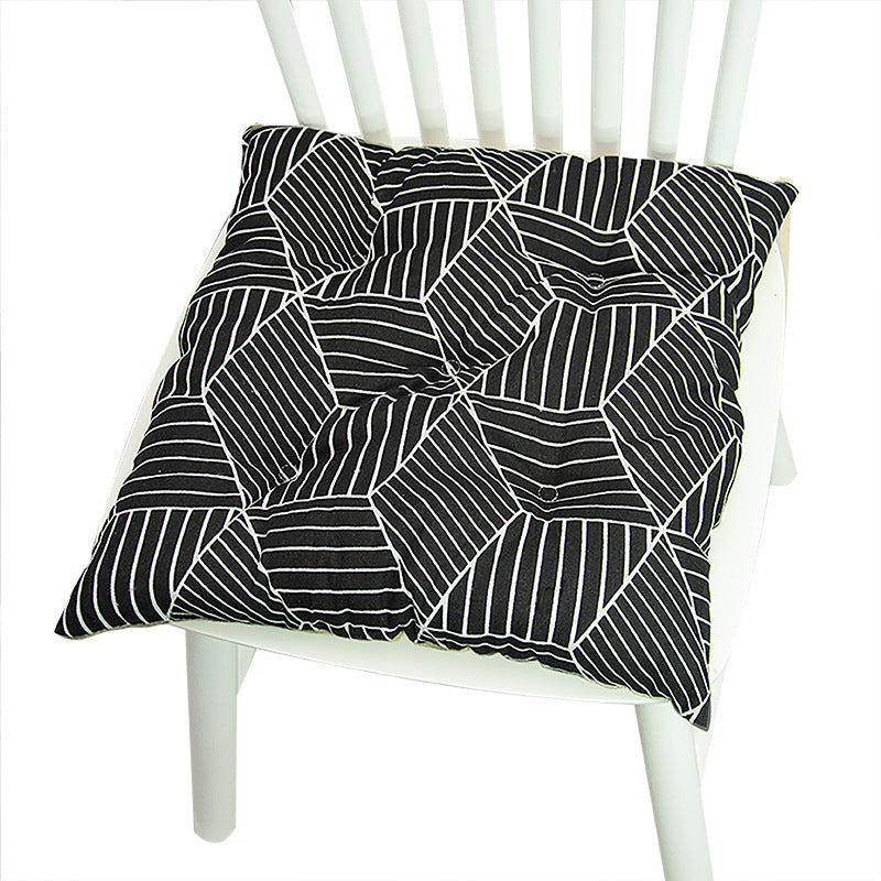 HKM-025619 Geometric Pattern Round Chair Cushion for Bay Windows, Cotton and Linen, 40x40 cm