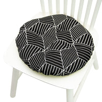 HKM-025619 Geometric Pattern Round Chair Cushion for Bay Windows, Cotton and Linen, 40x40 cm