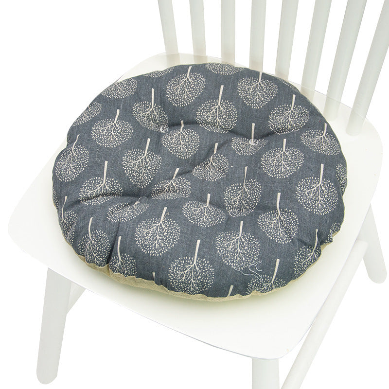 HKM-025619 Geometric Pattern Round Chair Cushion for Bay Windows, Cotton and Linen, 40x40 cm