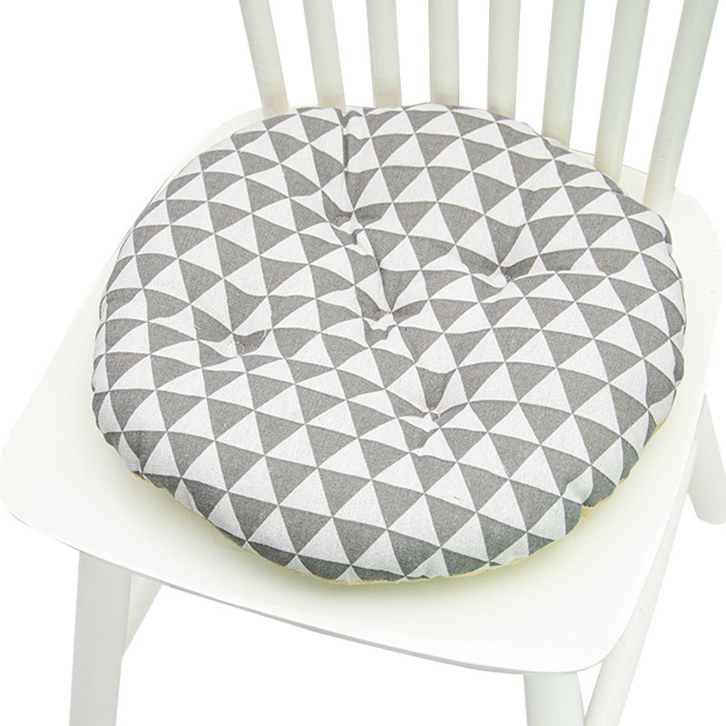 HKM-025619 Geometric Pattern Round Chair Cushion for Bay Windows, Cotton and Linen, 40x40 cm