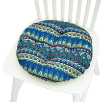 HKM-025619 Geometric Pattern Round Chair Cushion for Bay Windows, Cotton and Linen, 40x40 cm