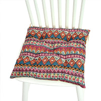 HKM-025619 Geometric Pattern Round Chair Cushion for Bay Windows, Cotton and Linen, 40x40 cm