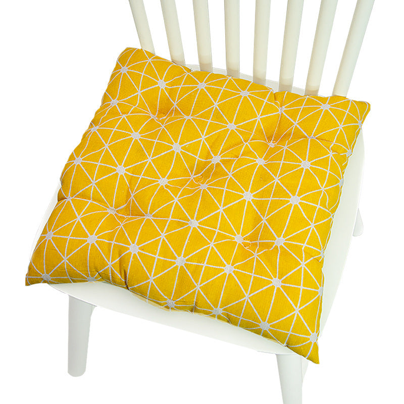 HKM-025619 Geometric Pattern Round Chair Cushion for Bay Windows, Cotton and Linen, 40x40 cm