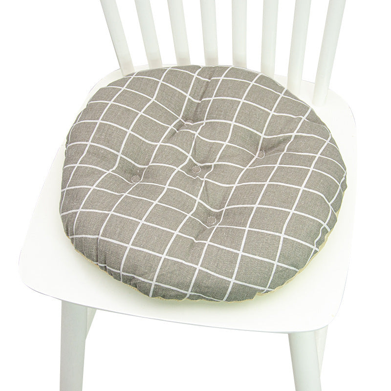 HKM-025619 Geometric Pattern Round Chair Cushion for Bay Windows, Cotton and Linen, 40x40 cm