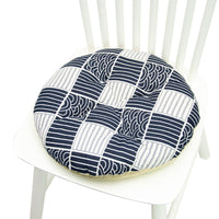 HKM-025619 Geometric Pattern Round Chair Cushion for Bay Windows, Cotton and Linen, 40x40 cm
