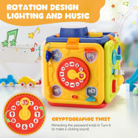 HKM-025619 Multifunctional Montessori Sensory Learning Activity Cube for Kids - EPT 6 in 1 Educational Toy