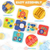 HKM-025619 Multifunctional Montessori Sensory Learning Activity Cube for Kids - EPT 6 in 1 Educational Toy