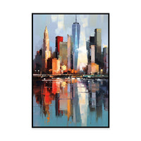 HKM-025747 Handmade Oil Painting on Canvas - Abstract New York Urban Architecture for Home Decor