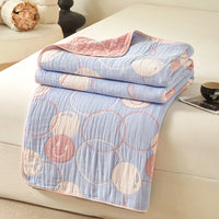 HKM-025811 Cotton Six-Layer Gauze Blanket with Geometric Pattern – Multiple Sizes Available