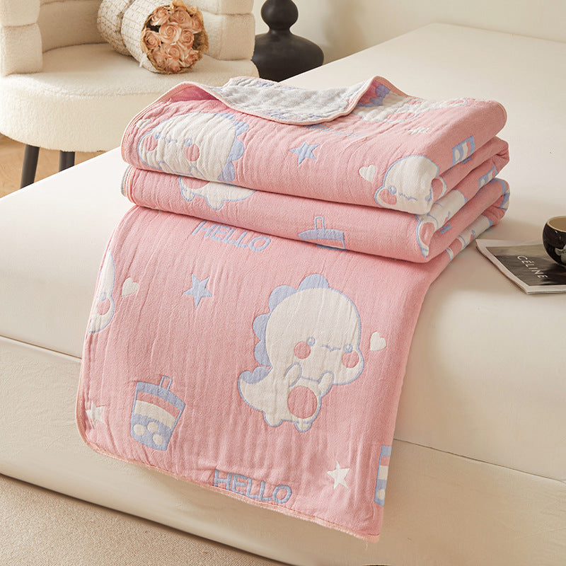 HKM-025811 Cotton Six-Layer Gauze Blanket with Geometric Pattern – Multiple Sizes Available