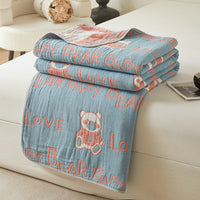 HKM-025811 Cotton Six-Layer Gauze Blanket with Geometric Pattern – Multiple Sizes Available