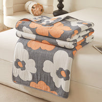 HKM-025811 Cotton Six-Layer Gauze Blanket with Geometric Pattern – Multiple Sizes Available