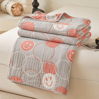 HKM-025811 Cotton Six-Layer Gauze Blanket with Geometric Pattern – Multiple Sizes Available