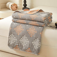 HKM-025811 Cotton Six-Layer Gauze Blanket with Geometric Pattern – Multiple Sizes Available