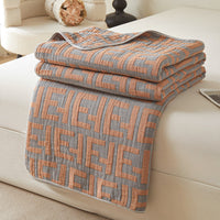 HKM-025811 Cotton Six-Layer Gauze Blanket with Geometric Pattern – Multiple Sizes Available