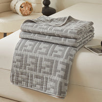 HKM-025811 Cotton Six-Layer Gauze Blanket with Geometric Pattern – Multiple Sizes Available
