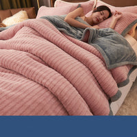 HKM-025811 Cozy Double Layer Flannel Blanket for Winter Snuggles in Multiple Color Combinations