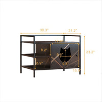 HKM-025811 Hidden Litter Box Furniture with Storage and Ventilation in Antique Black