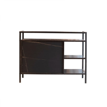 HKM-025811 Hidden Litter Box Furniture with Storage and Ventilation in Antique Black