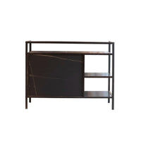 HKM-025811 Hidden Litter Box Furniture with Storage and Ventilation in Antique Black