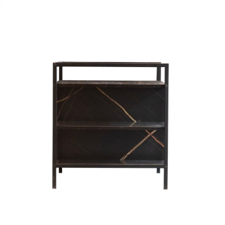 HKM-025811 Hidden Litter Box Furniture with Storage and Ventilation in Antique Black