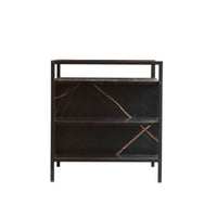 HKM-025811 Hidden Litter Box Furniture with Storage and Ventilation in Antique Black