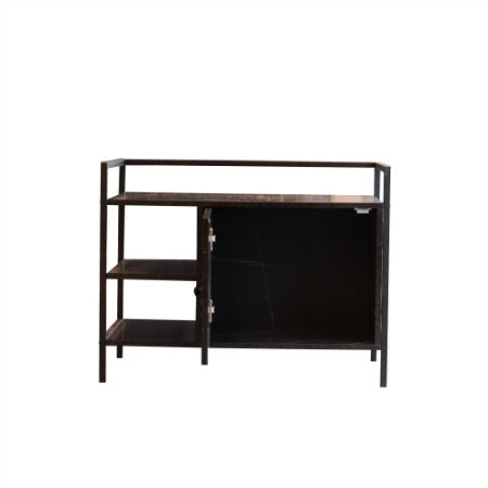 HKM-025811 Hidden Litter Box Furniture with Storage and Ventilation in Antique Black