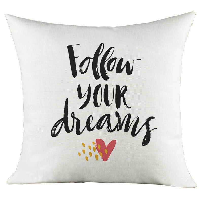 HKM-025875 Character Language Digital Print Linen Cushion Cover - 45x45cm