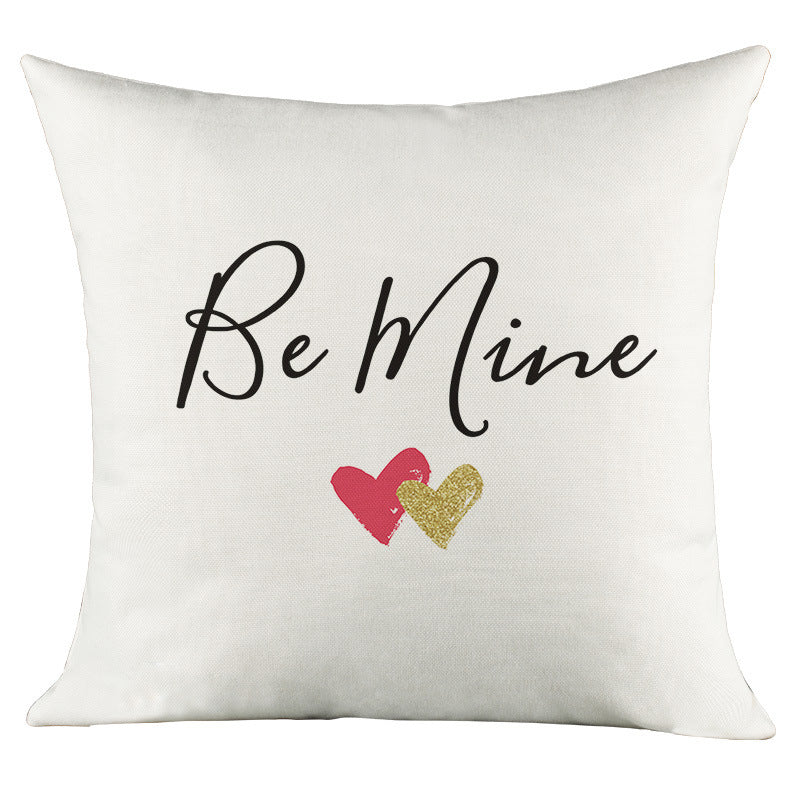 HKM-025875 Character Language Digital Print Linen Cushion Cover - 45x45cm
