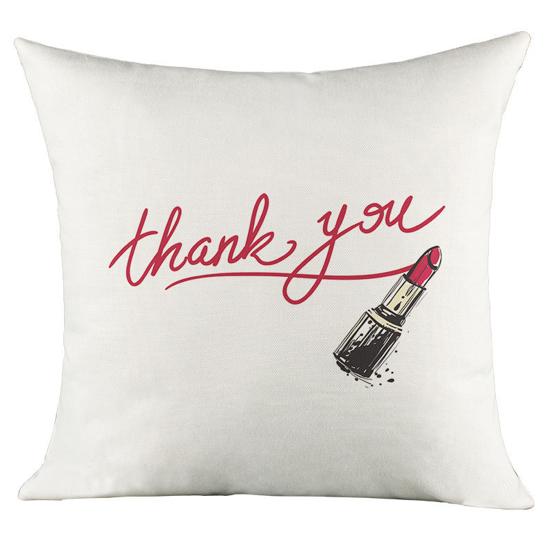 HKM-025875 Character Language Digital Print Linen Cushion Cover - 45x45cm