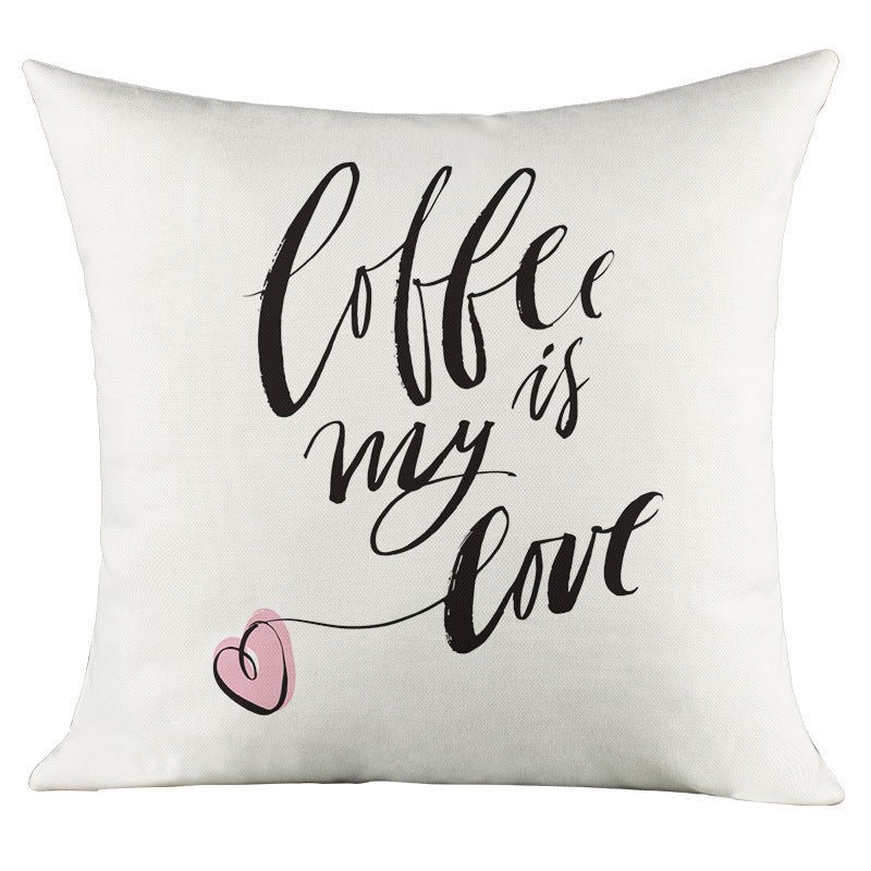 HKM-025875 Character Language Digital Print Linen Cushion Cover - 45x45cm