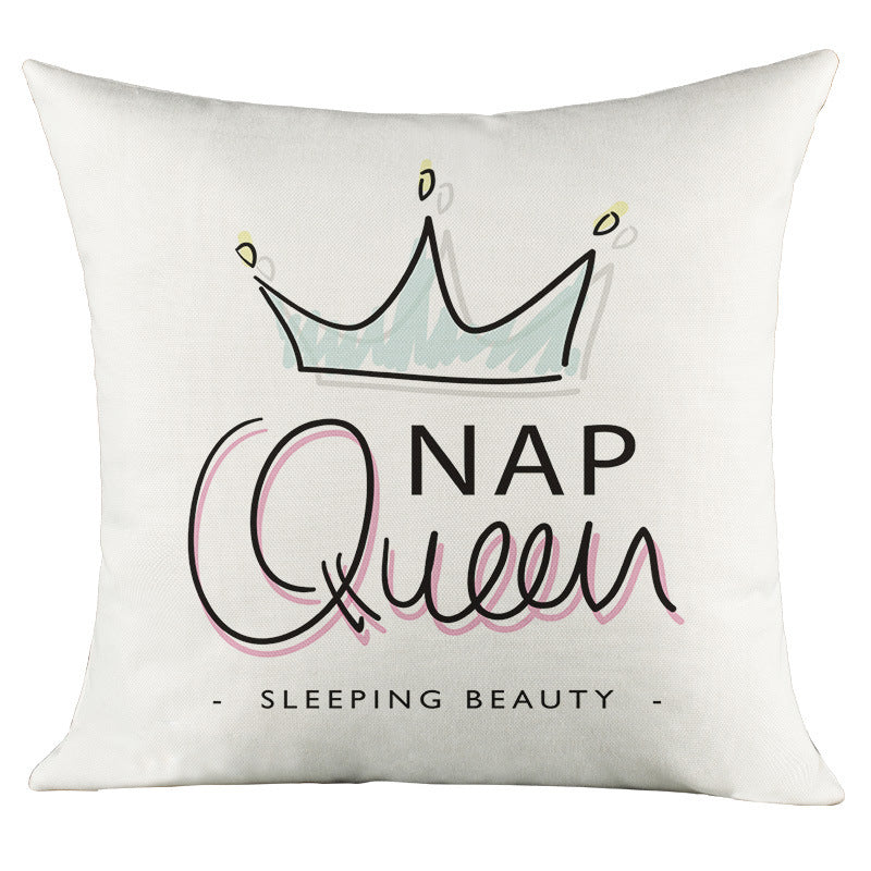 HKM-025875 Character Language Digital Print Linen Cushion Cover - 45x45cm