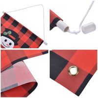 HKM-025939 Merry Christmas Porch Signs - Set of 2, Buffalo Plaid and Snowman Design, Durable Fabric, 72"x12" Each, Indoor/Outdoor Decoration
