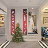 HKM-025939 Merry Christmas Porch Signs - Set of 2, Buffalo Plaid and Snowman Design, Durable Fabric, 72"x12" Each, Indoor/Outdoor Decoration