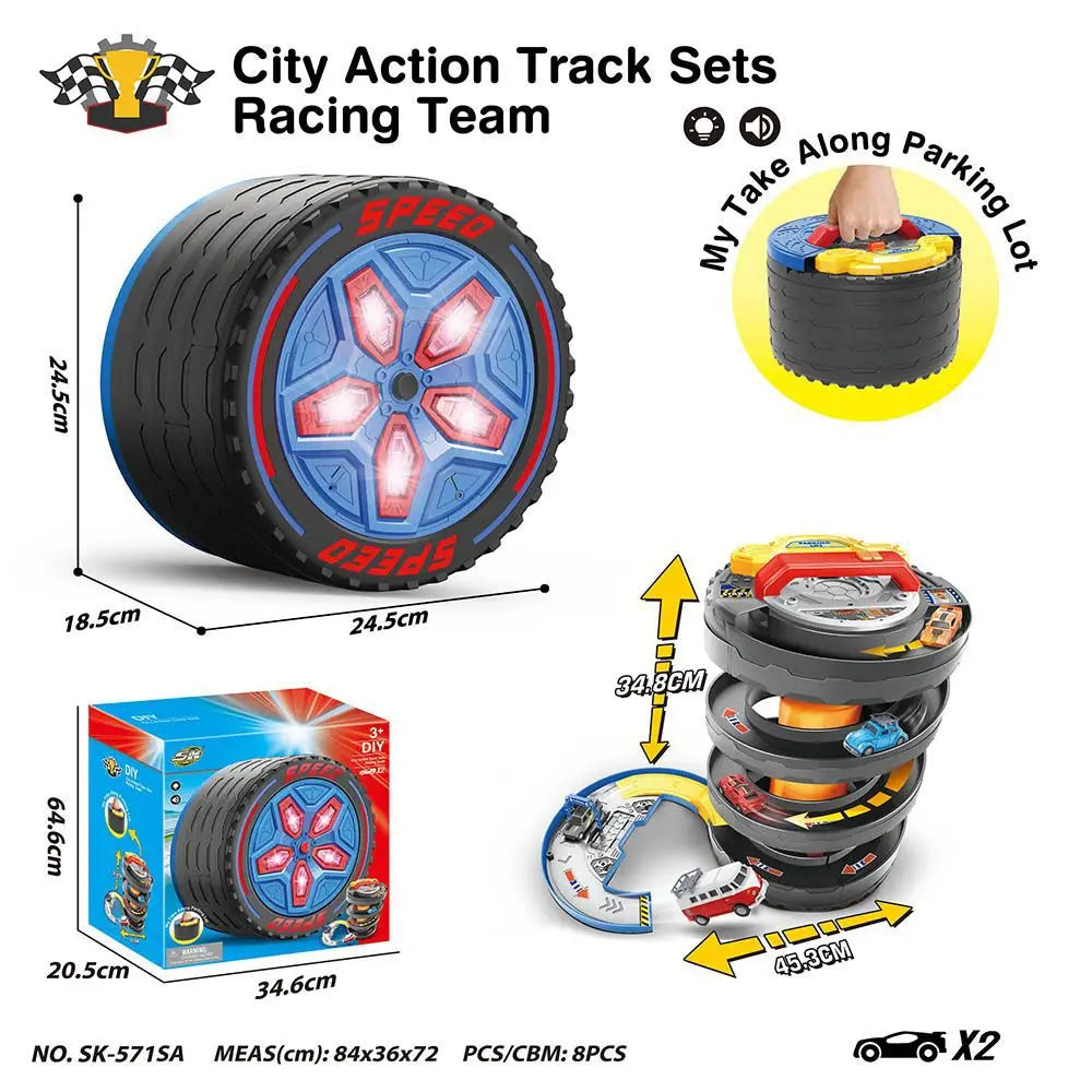 HKM-026067 Creative Parking Lot Toy Set with Diecast Cars and Light Music for Children