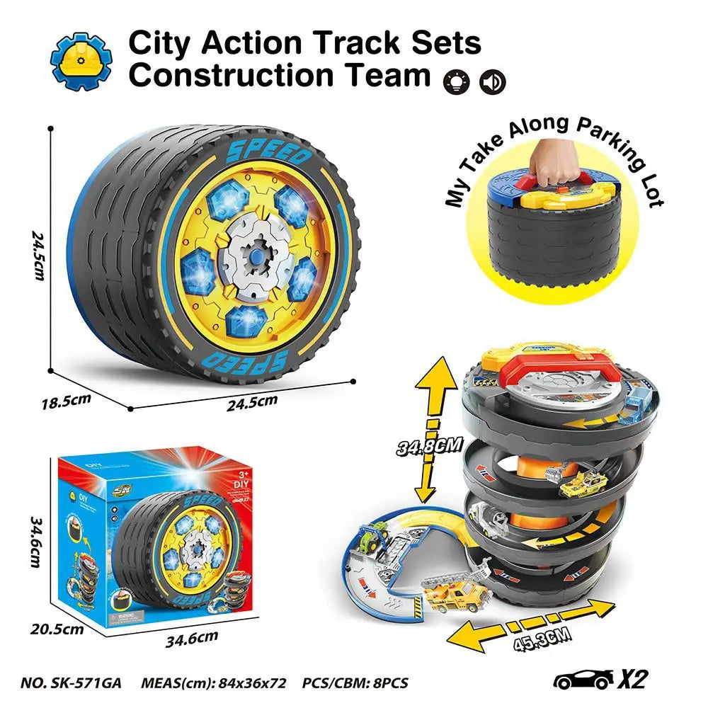 HKM-026067 Creative Parking Lot Toy Set with Diecast Cars and Light Music for Children