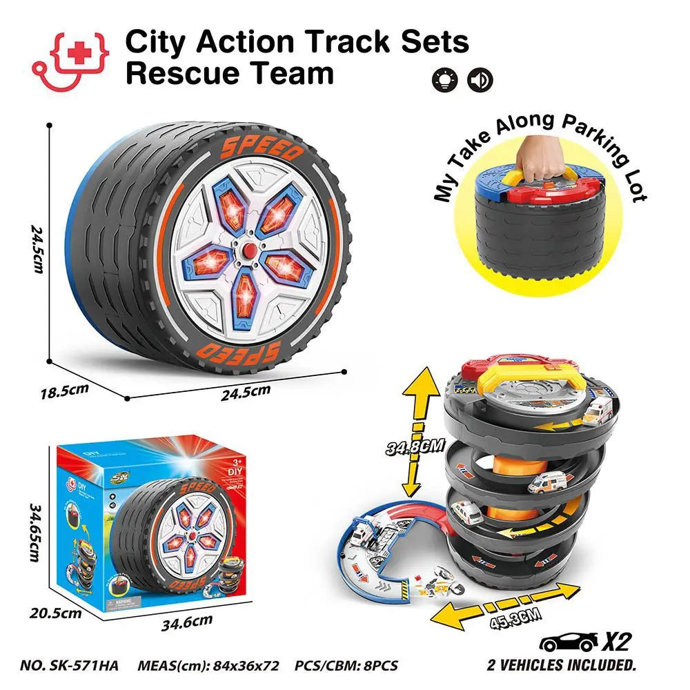 HKM-026067 Creative Parking Lot Toy Set with Diecast Cars and Light Music for Children
