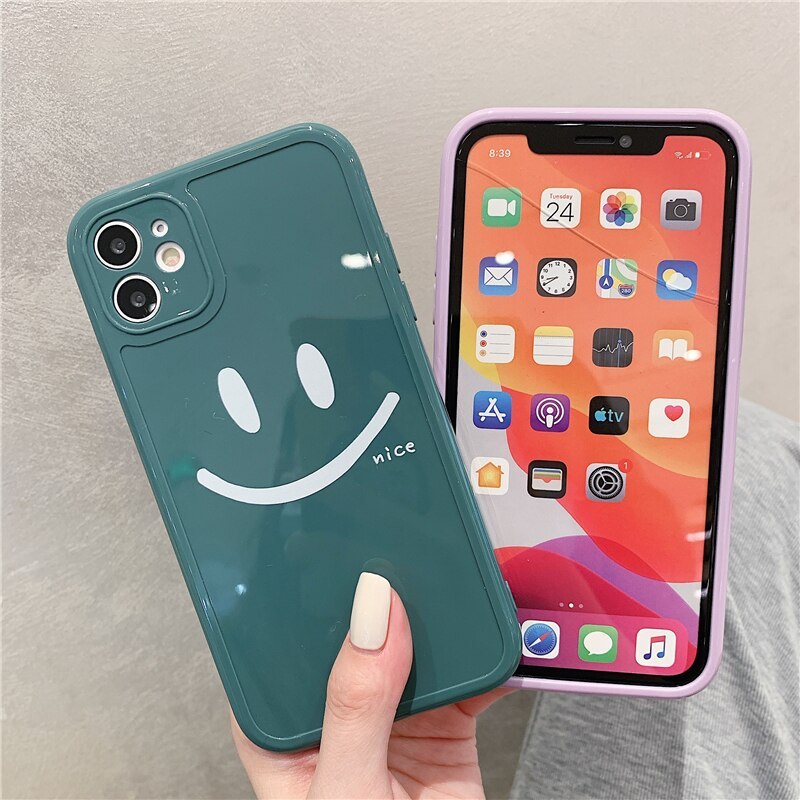 HKM-026067 Smiley Design TPU Phone Case for iPhone 12, 11, X, XS, XR, 8, 7 Series
