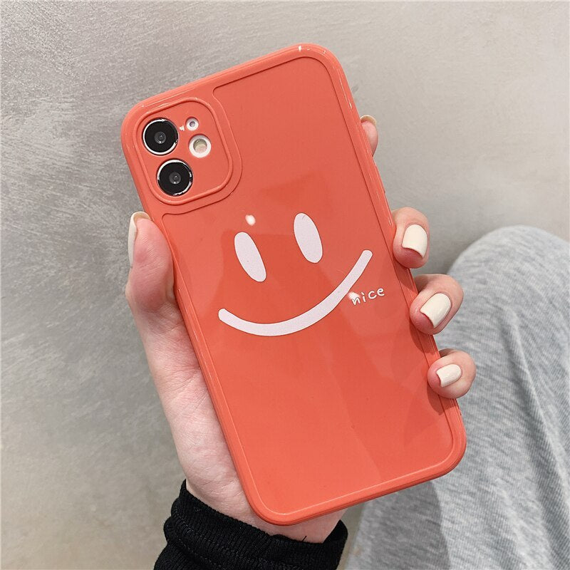HKM-026067 Smiley Design TPU Phone Case for iPhone 12, 11, X, XS, XR, 8, 7 Series