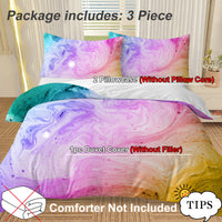 HKM-026131 Rainbow Glitter Ombre Duvet Cover Set - 3 Piece Soft Microfiber Bedding with 2 Pastel Pillow Shams