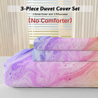 HKM-026131 Rainbow Glitter Ombre Duvet Cover Set - 3 Piece Soft Microfiber Bedding with 2 Pastel Pillow Shams