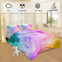 HKM-026131 Rainbow Glitter Ombre Duvet Cover Set - 3 Piece Soft Microfiber Bedding with 2 Pastel Pillow Shams