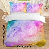 HKM-026131 Rainbow Glitter Ombre Duvet Cover Set - 3 Piece Soft Microfiber Bedding with 2 Pastel Pillow Shams