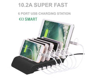 HKM-026323 Six-Port USB Charging Stand with Intelligent Fast Charging, Compact Design for Home & Office Use