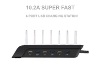HKM-026323 Six-Port USB Charging Stand with Intelligent Fast Charging, Compact Design for Home & Office Use