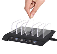 HKM-026323 Six-Port USB Charging Stand with Intelligent Fast Charging, Compact Design for Home & Office Use