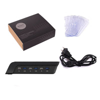 HKM-026323 Six-Port USB Charging Stand with Intelligent Fast Charging, Compact Design for Home & Office Use