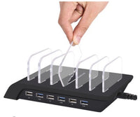HKM-026323 Six-Port USB Charging Stand with Intelligent Fast Charging, Compact Design for Home & Office Use